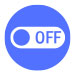 White off switch icon on a blue background